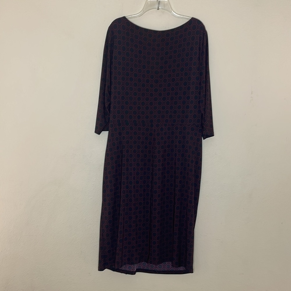 LAUREN Ralph Lauren Black Pink Square Print 3/4 Sleeve Jersey Dress Size 16 W - Picture 6 of 6